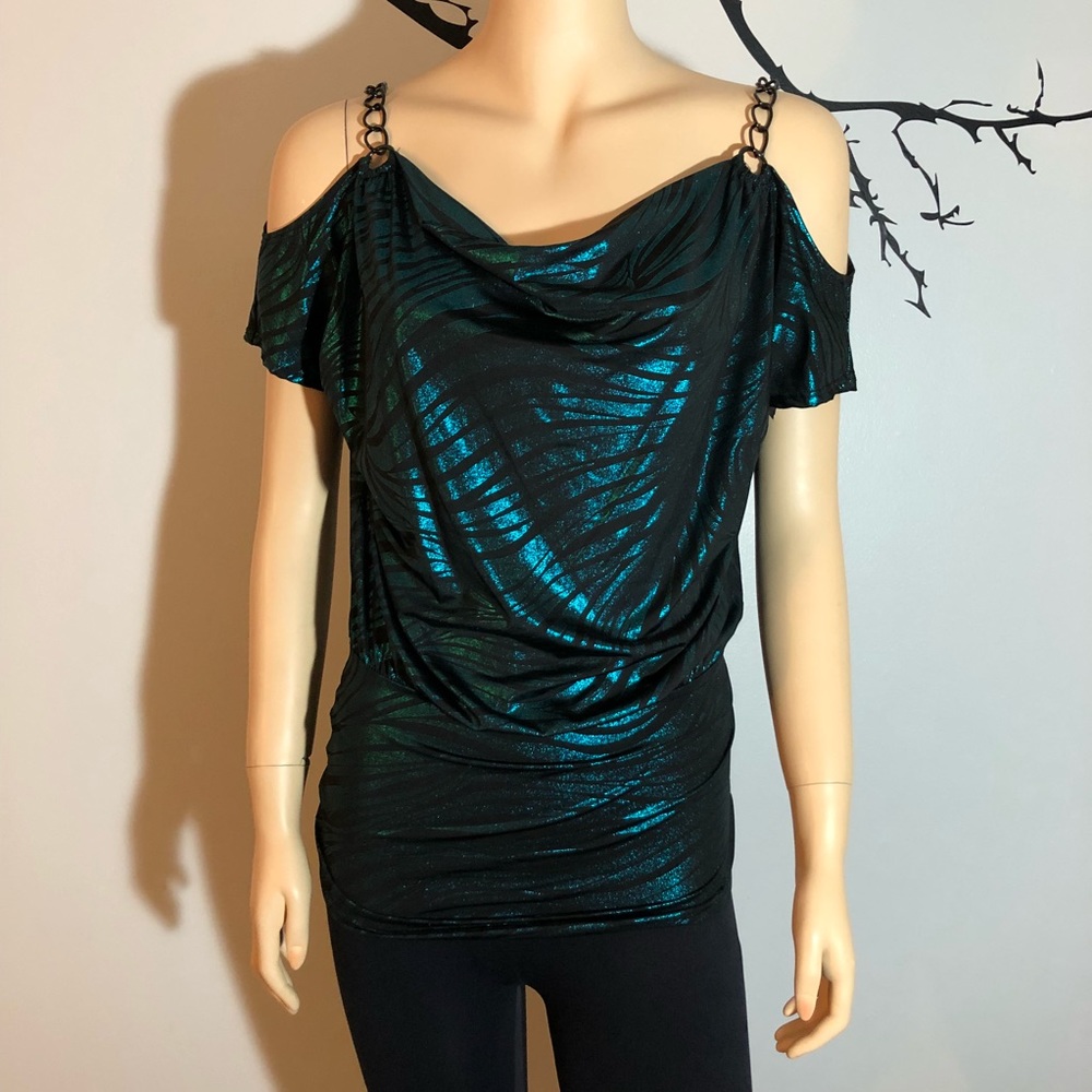 Teal Shimmer Zebra Top